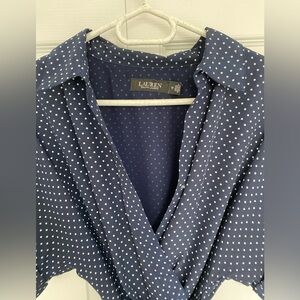 Navy polka dot flowy wrap dress from Ralph Lauren